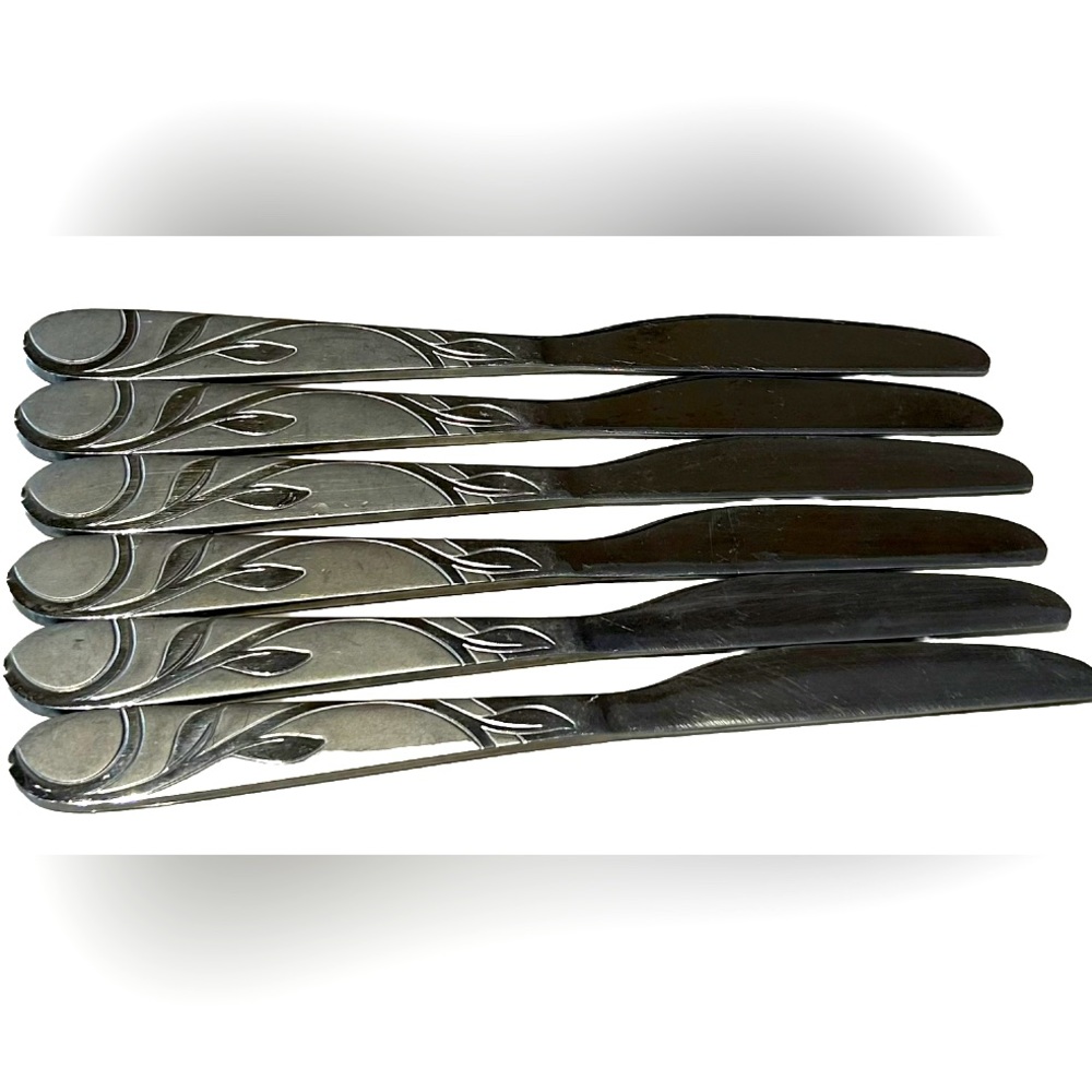 Cambridge Zehira Frost 18/0 Stainless Dinner Knives Set 6 Replacement Flatware
